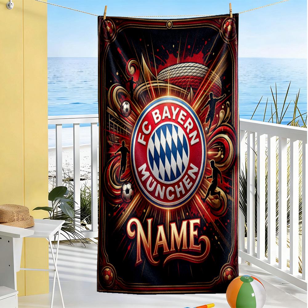 Dynamic Soccer Celebration Customize Your Name Beach Towel Soft Durable Quick-Dry