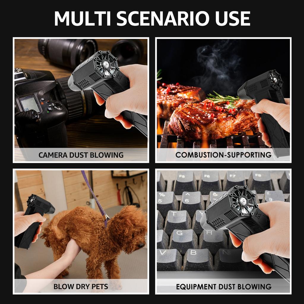 Compressed Air Duster Mini Blower Turbo Fan 130000RPM 3 Gear Adjustable Cordless Electric air Duster for Keyboard PC Cleaning