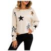 Ladies Fashion Sweater RoundNeck Stars Long Sleeve Knit Pullover Sweater