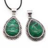 Natural Crystal Agate Water Drop Pendant Semi-Precious Stone Gem Inlaid Alloy Abalone Shell Necklace Crystal Crafts