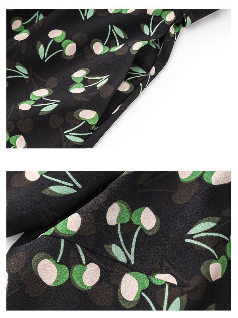 Elegantes Schlank machendes bedrucktes Chiffonkleid - Sommerkollektion 2024