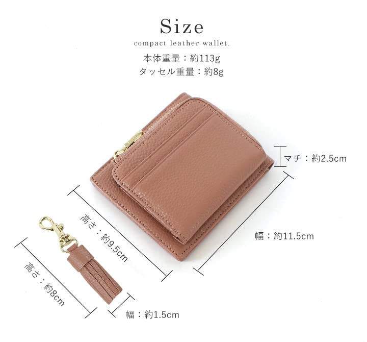 Style On Bag Genuine Leather Bifold Wallet by Compact Wallet with Card Case Women's LIZDAYS, (Black) [Used]