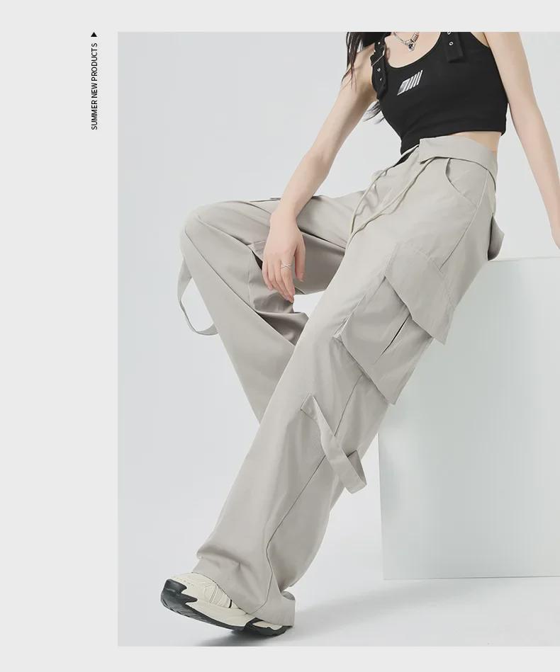 Women's 2025 Military Green Straight-Leg High Waist Cuffed Casual Pants