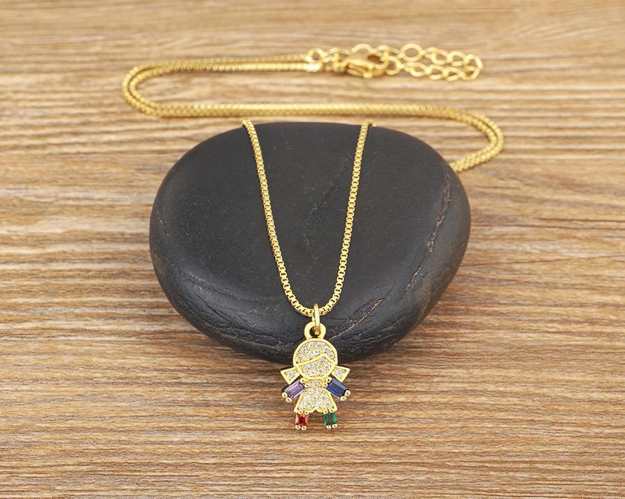 Nidin New Boy/Girl Pendant Choker Jewelry Zircon Necklaces Accessories For Mom Kids Parent-child Anniversary Gifts Wholesale