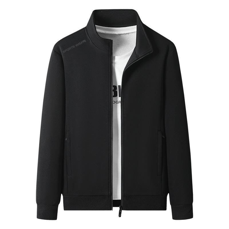 Men's Plus Size Velvet-Lined Cotton Hoodie Jacket: 2026 Autumn/Winter Fashion, Simple Sporty Style with Stand Collar