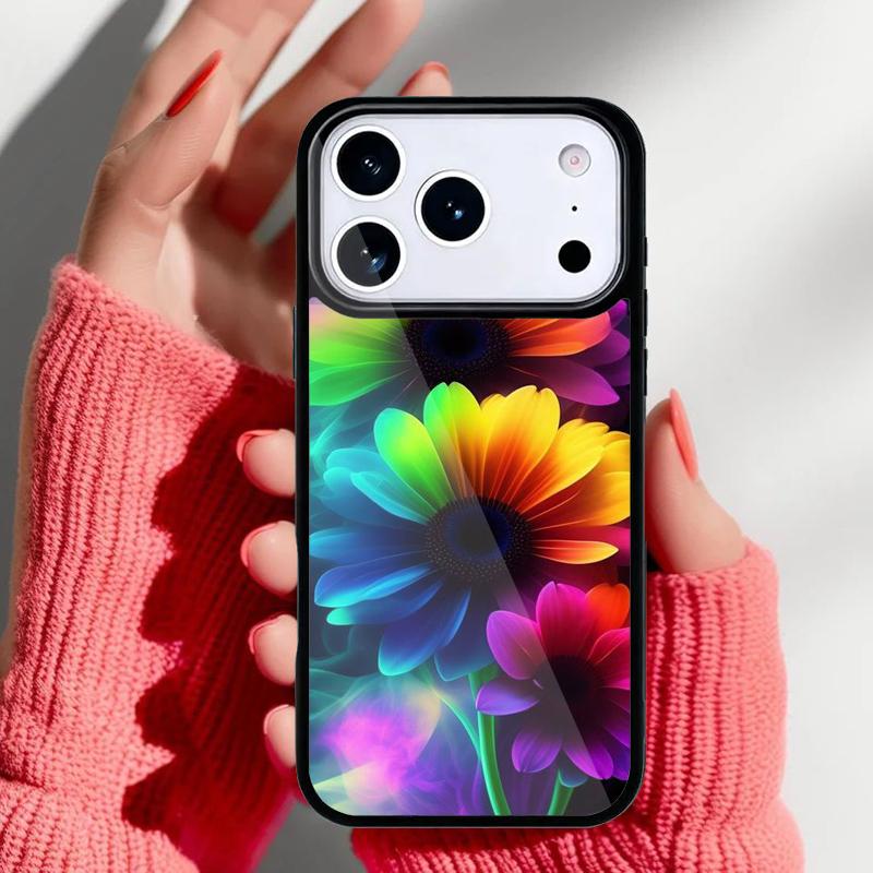 Flower Rainbow Colour Pattern Phone Case for iPhone 17 16 15 14 13 Pro Max Back Cover for 12 11 Pro Coque