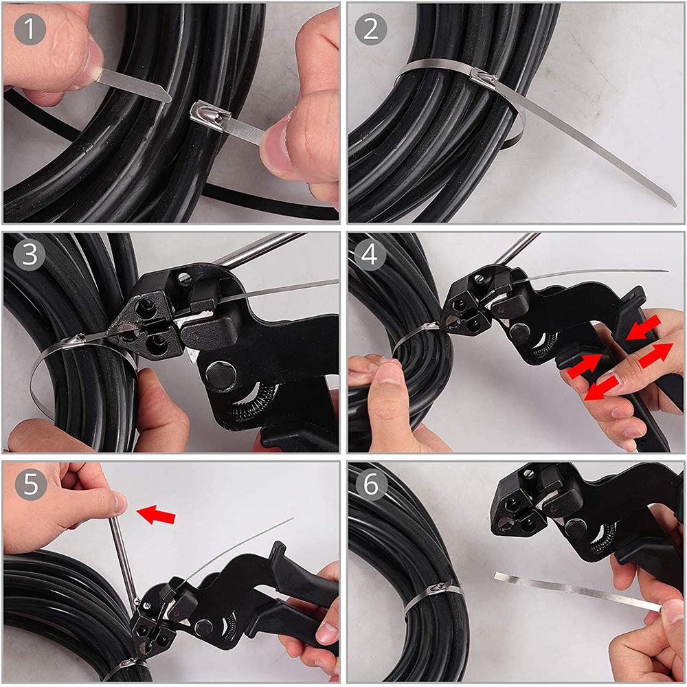 Stainless Steel Cable Tie Pliers - Manual Wire Tie Gun & Band Tensioner