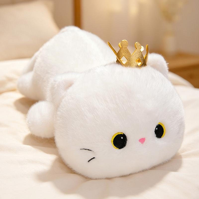 4050Cm Long Lying Cute Soft Stuffed Animals White Cat Dolls Pillow Plush Lovely Cat Toys Room Decor Nice Birthday Gift
