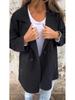 2024 Women's European & American Solid Color Lapel Pocket Cardigan Mid-length Coat for Autumn & Winter