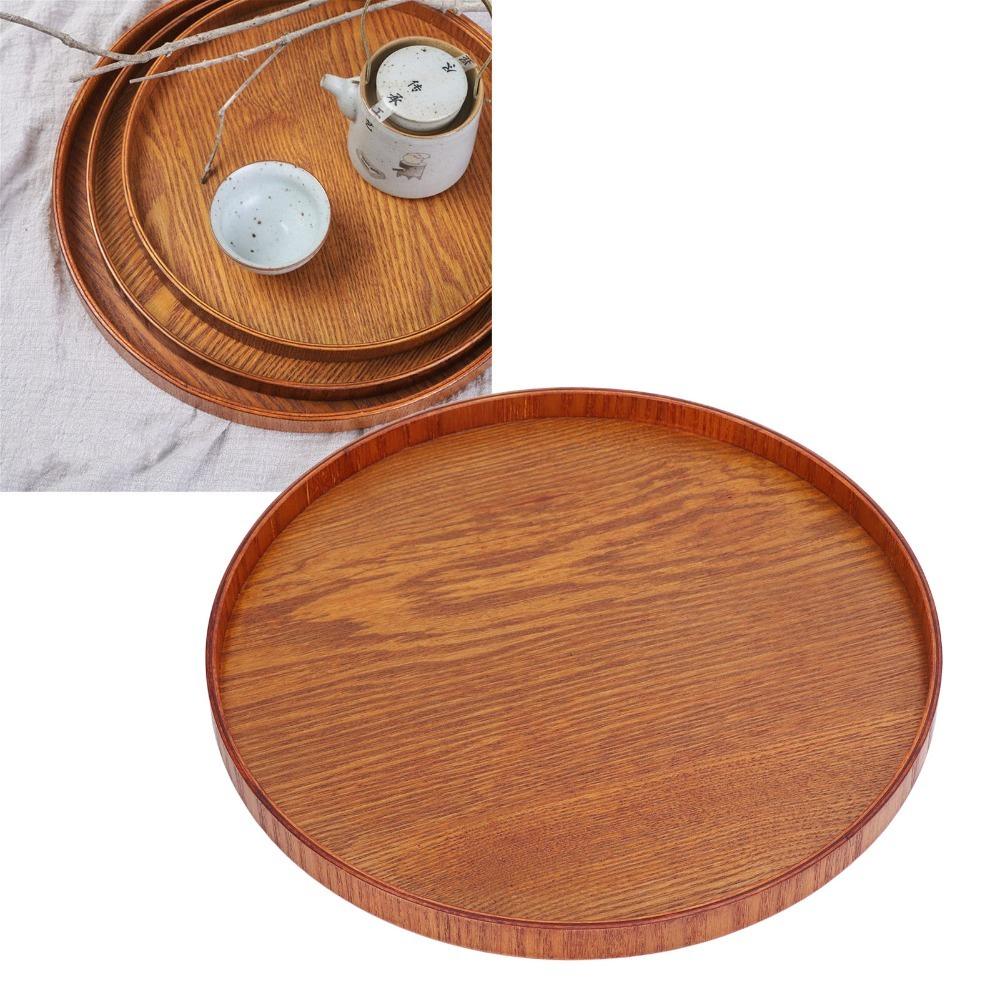 Round Snack Tray Solid Food Tray Practical Storage Tray  Tea Serving