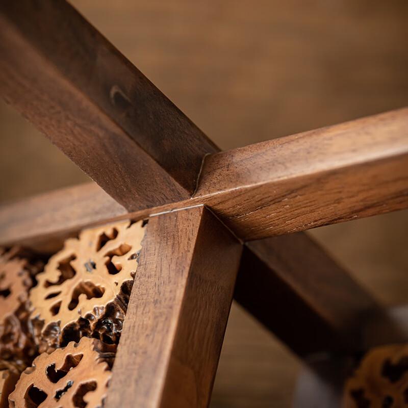 Chinese Retro Walnut Wood Desktop Tea Set Display Shelf