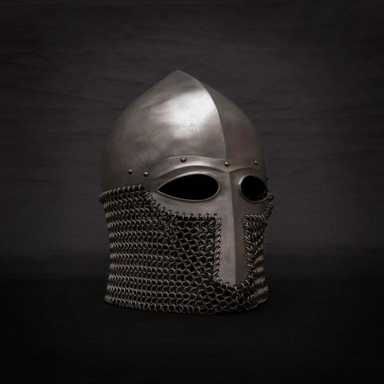 Norman Helmet with Chainmail Aventail Viking Crusader Style Combat Helmet Medieval Armor for LARP, Reenactment, SCA, Cosplay Gift