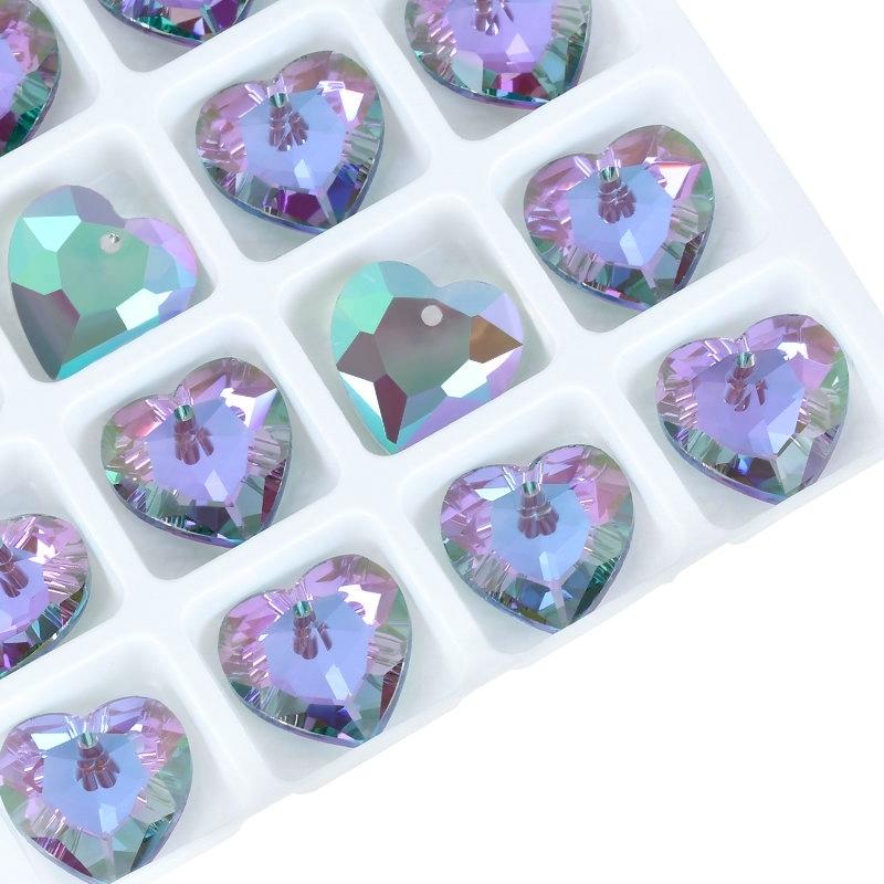 Crystal Austria 6432 Heart Cut Pendants Loose Rhinestone Charms Glass Jewelry Gems Stones for DIY Necklace Jewelry Making 12Pcs