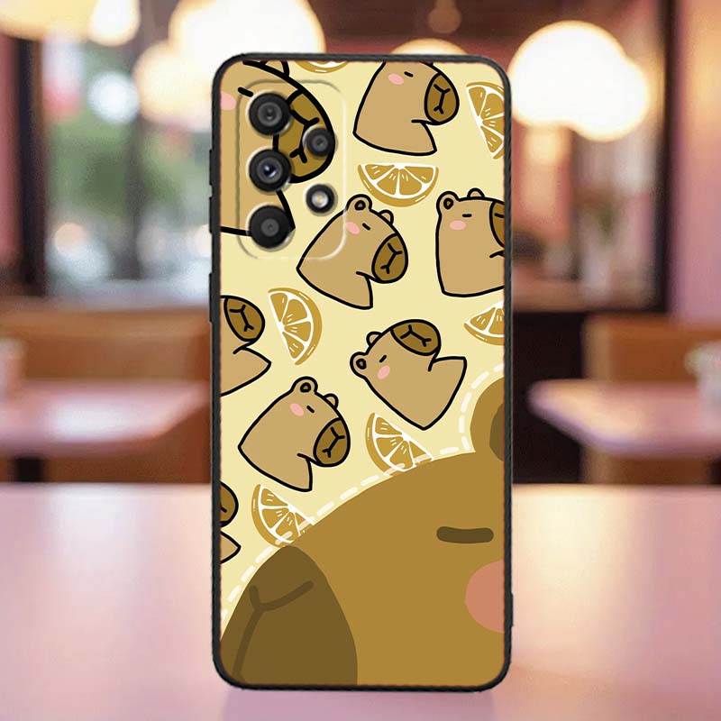 Cartoon Anime Capibala Art Phone Case For Samsung A41 A35 A34 A33 A32 A25 A24 A23 A21s A06 A05 A04 A03 Note 10 20 Ultra 5G Black