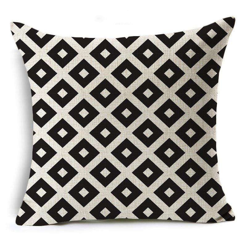 Modern Simple Black and White Geometric Linen Pillow Case Home Sofa Pillow Cushion Cover Soft Decoration