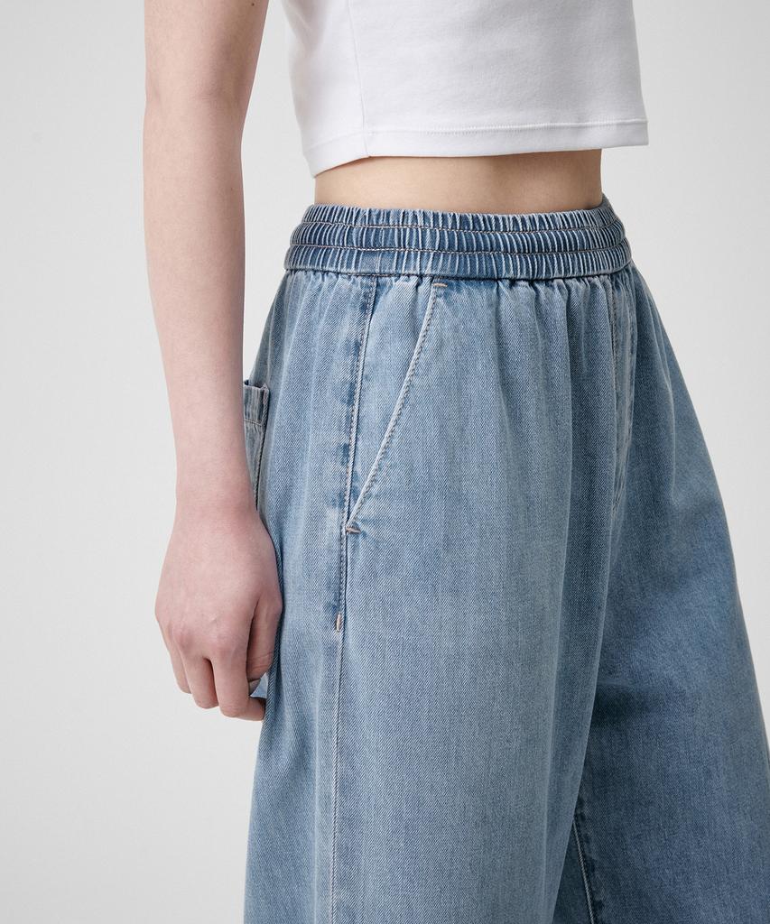 MUSINSA STANDARD WOMAN Women'S Lightweight Wide Elastic Denim Pants [Light Indigo]