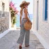 Pantaloni Larghi Estivi a Righe da Donna Vita Elastica Pantaloni Casual con Tasche Leggeri Vestibilità Larga Pantaloni da Spiaggia