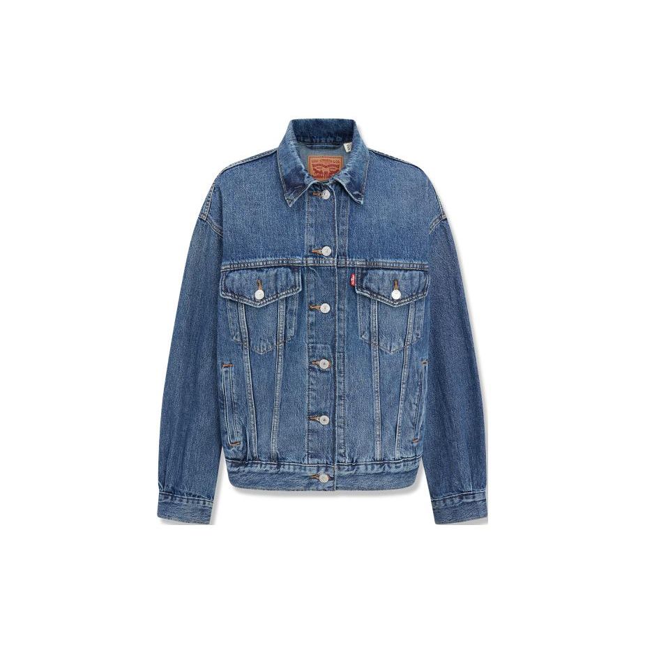 Levis Gradient Single-Breasted Collar Vintage Wash Denim Jacket Women Jackets Light-Blue A1743-0046