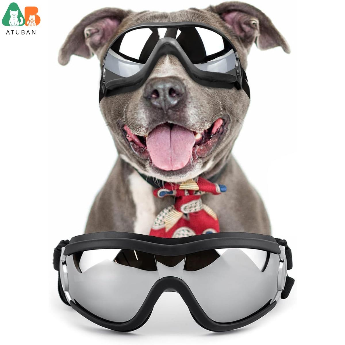 

ATUBAN Dog Goggles Medium to Large Breed,Anti-UV Sunglasses for Dogs Large Breed,Windproof Driving Dog Eye Protection,Adjustable срібний