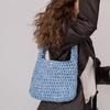 No.180 / Denim Crochet Shoulder Bag _ Light Blue (Denim Crochet Knit Shoulder Bag)