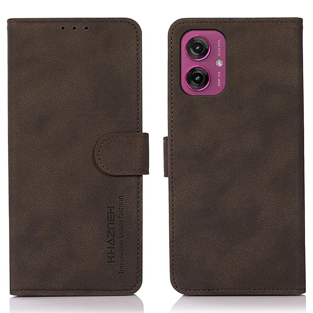 

KHAZNEH For Motorola Moto G55 5G Stand Case PU Leather Wallet Phone Cover Brown