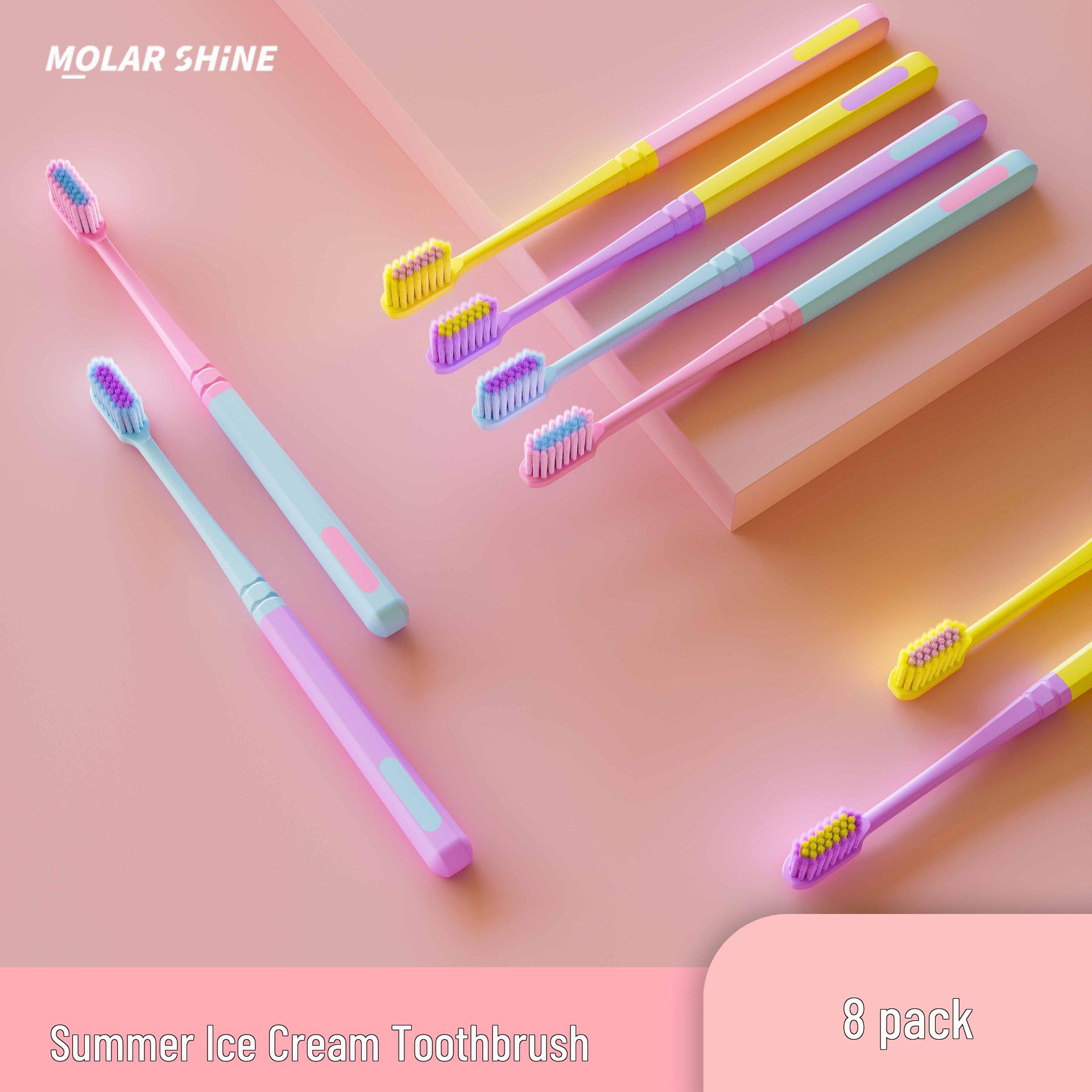 

[Strictly Selected] 8-Pack Soft Bristle Toothbrushes for Adults - Internet-Famous, Summer Edition for Couples