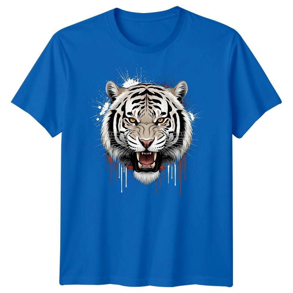 White Tiger Head Big Cats Animals Unisexs Tshirt Roaring Graphic Tee