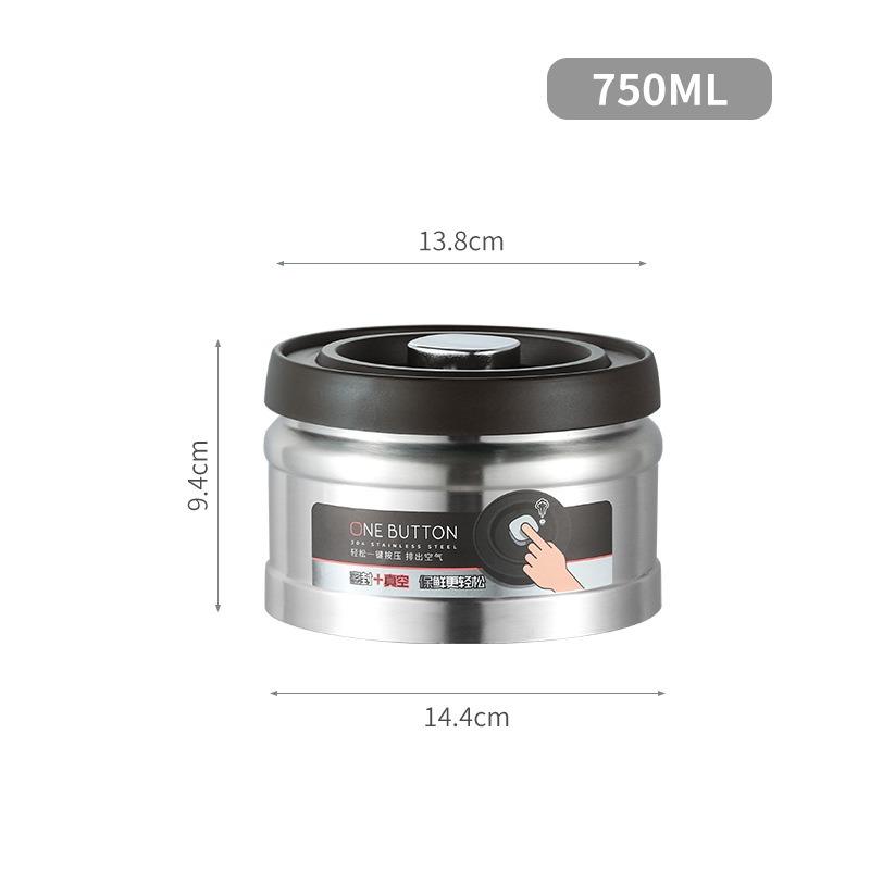 Coffee Bean Vacuum Sealed Tank 304 Stainless Steel Press type Vacuum Grain Tea Nut Storage Sealed Cans Kitchen Crisper box