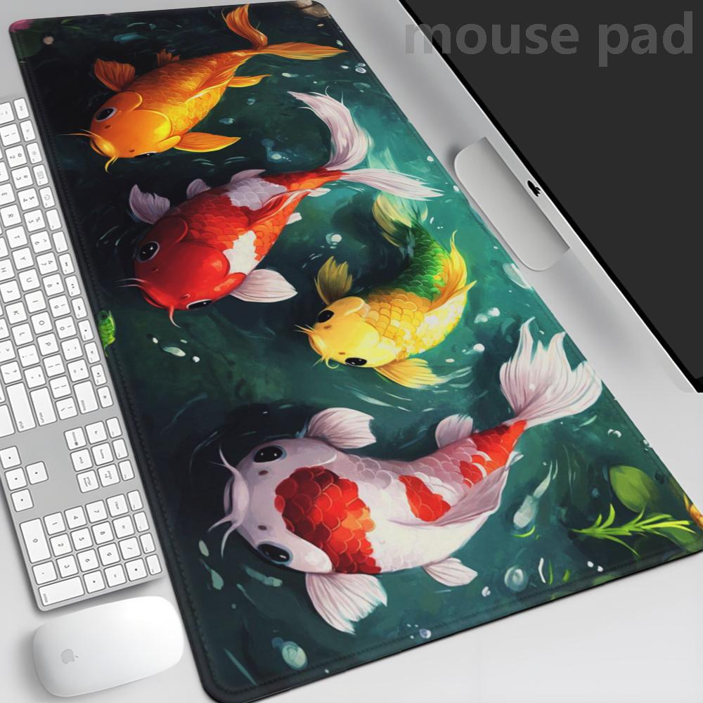 Koi Fish Mousepad Japanese Desk Mat XL boho nature mouse pad xxl extra large gaming deskmat anime aesthetics multiple sizes mats