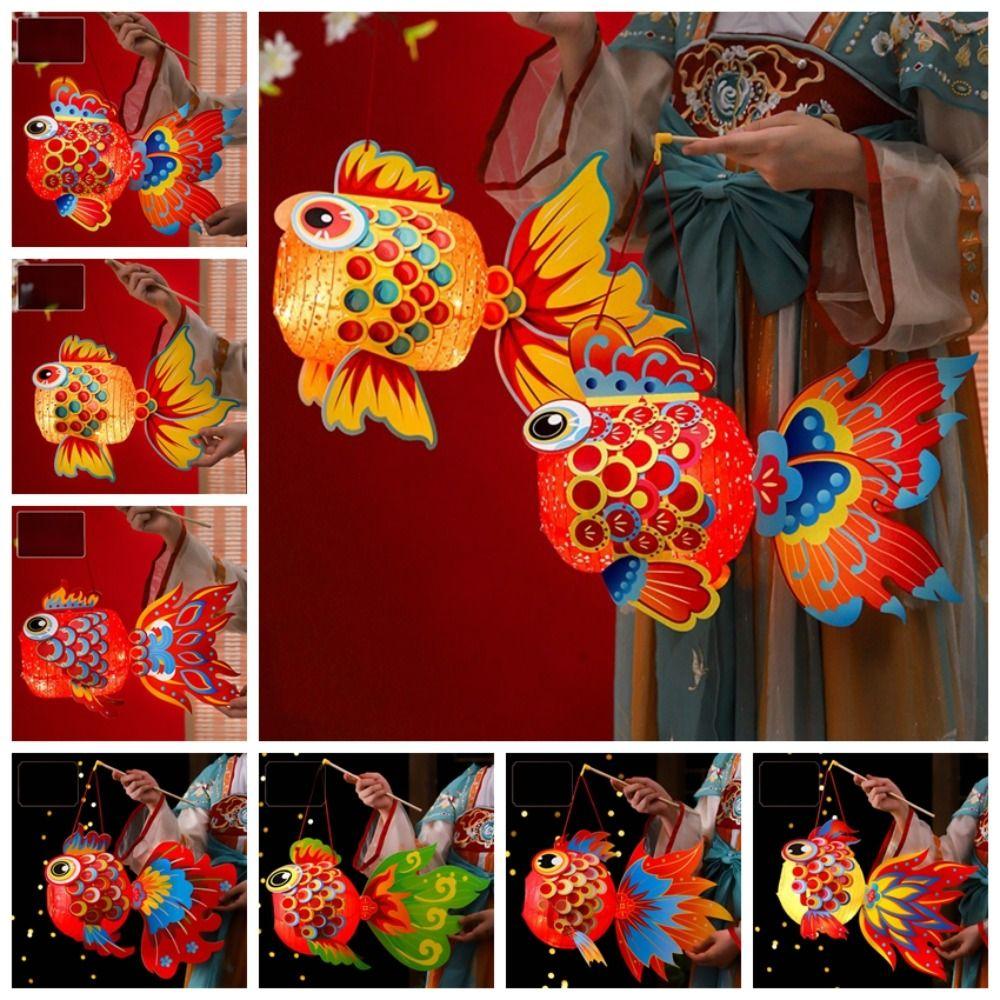 Paper DIY Lantern Material Kit Fish Ancient Style Handheld Lantern  Decoration