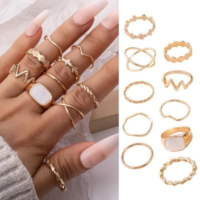 10 Stück Knöchelringe Damen Mädchen Boho Twist Kreuz Unregelmäßige Geometrische Ringe Stapelbare Midi-Ringe