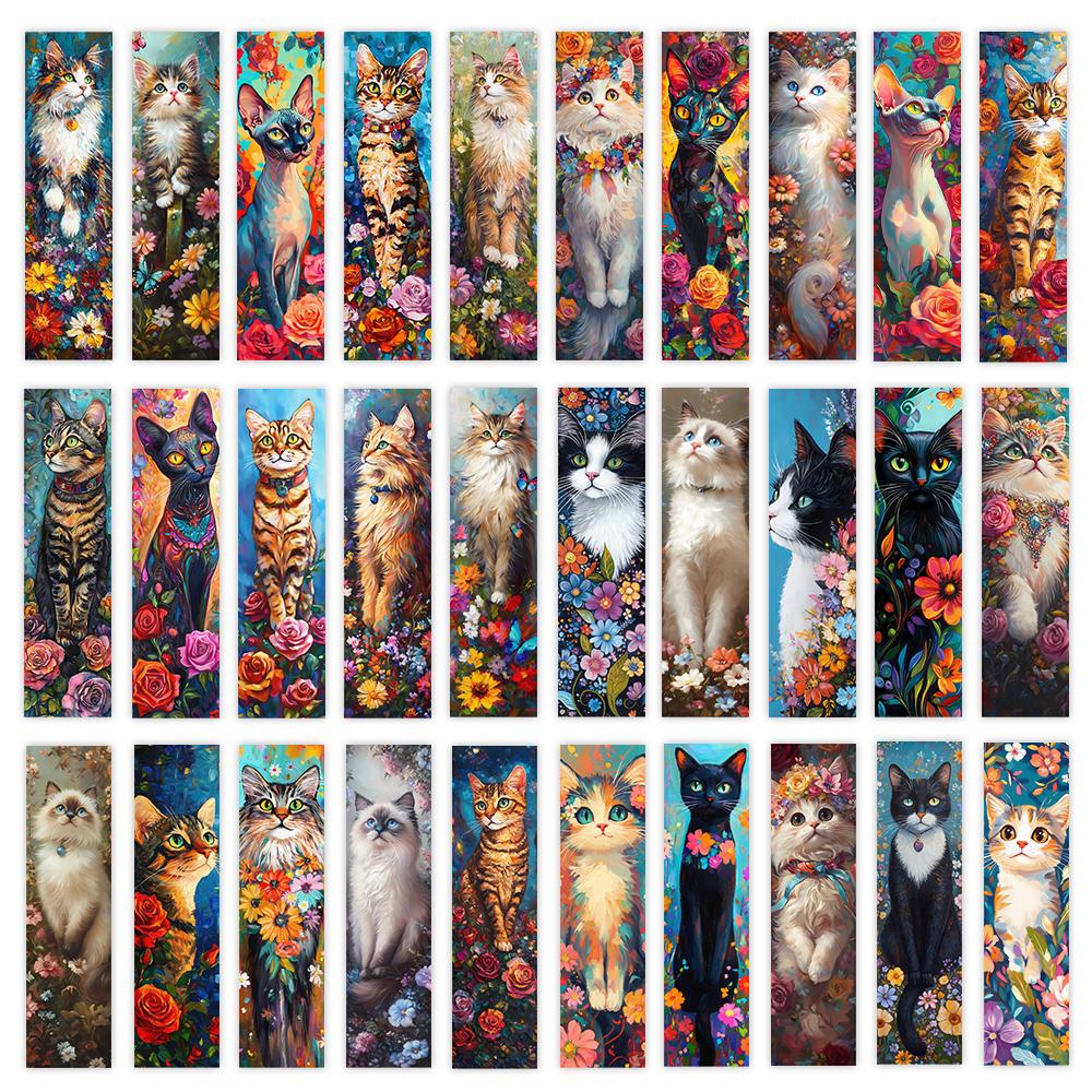 

32pcs, Flower Cat Collection Bookmark, Back to School Season, Christmas, Suitable for Teachers, Readers, Birthday Gifts.