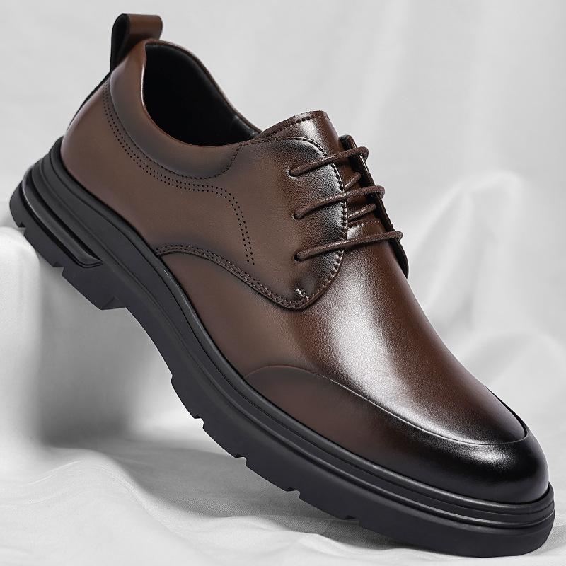 Fashion Autumn Winter New Fashion Casual Leather Shoes for Men Solid Color New Designer Dress Shoes Male Soft Sole Lace Loafers Man