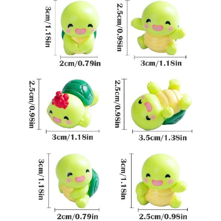 Set of 6 Mini Resin Tortoise Cute Car Accessories, Funny Cartoon Turtles Rear Car View Mirror & Dashboard Decorations Kawaii Car Interior Ornaments