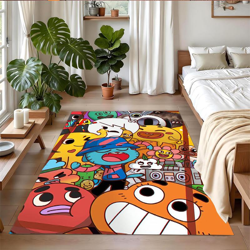 Rutschfeste Kristall-Samt-Fußmatte, Teppich im Amazing World of Gumball Design für Innenbereiche, Wohnzimmer, Schlafzimmer, Heimdekoration