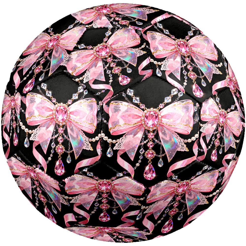 1pc Pink Bow Jewelry Theme Soccer Ball Football, Size 5, Lightweight PVC, Outdoor Training Soccer Ball,Gift c65147