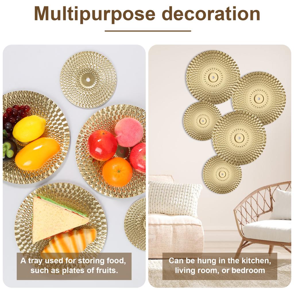 Metal Wall Hanging Decor Wall Basket Boho Home Decoration Handmade Natural Wall Art for Kitchen Bedroom Living Room Ornament