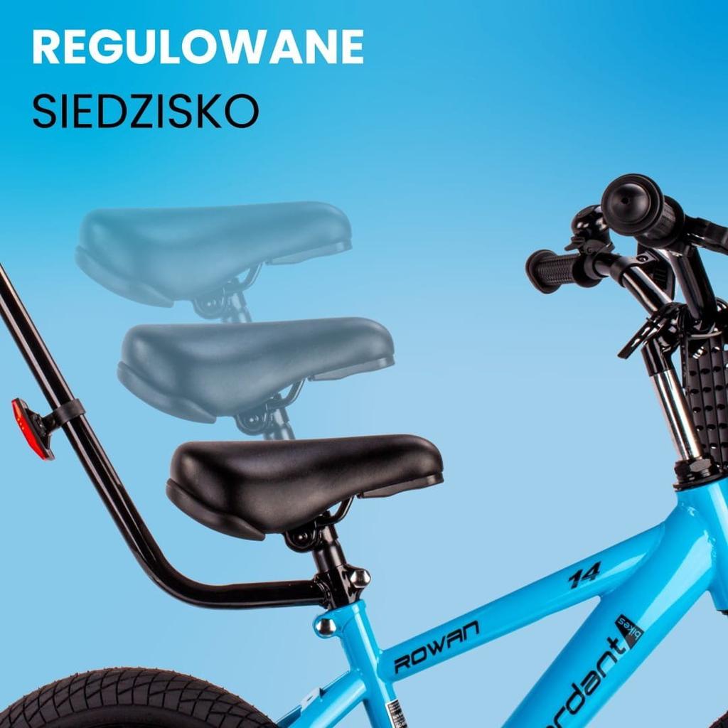 Rower Dziecięcy 14 Cali Dla Chłopca Prowadnik Kółka Boczne Koszyk Verdant Rowan Niebieski