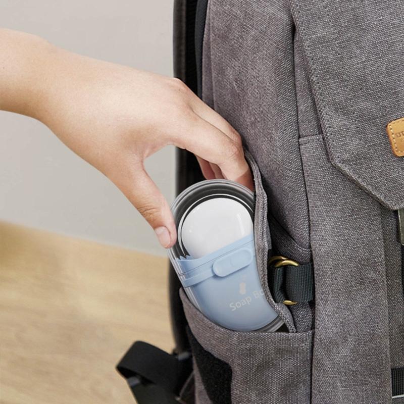 Portable Soap Holder Case Waterproof ABS Storage Box with Lid and Drainage Holes For Toiletries Bag Travel Essential