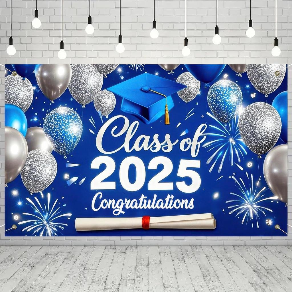 Graduation Banner Backdrop 2025 Graduation Party Decorations Congratulations Graduate Banner 71x43 Inches Outdoor Decor Yard Signs for Celebration