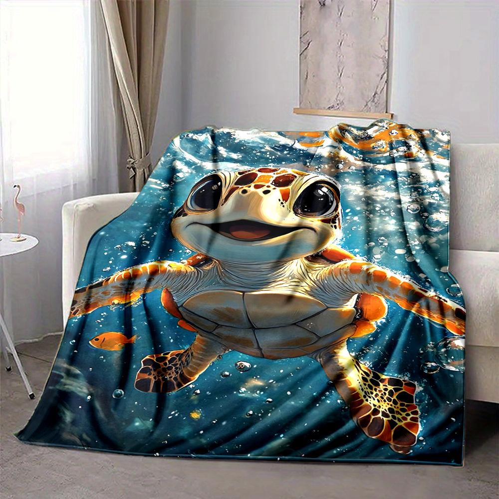 1 Stück Meereschildkröte Muster Druck Decke Leichte Flanell Überwurfdecke für Sofa, Bett, Wohnzimmer, Büro, Reisen im Freien, Camping