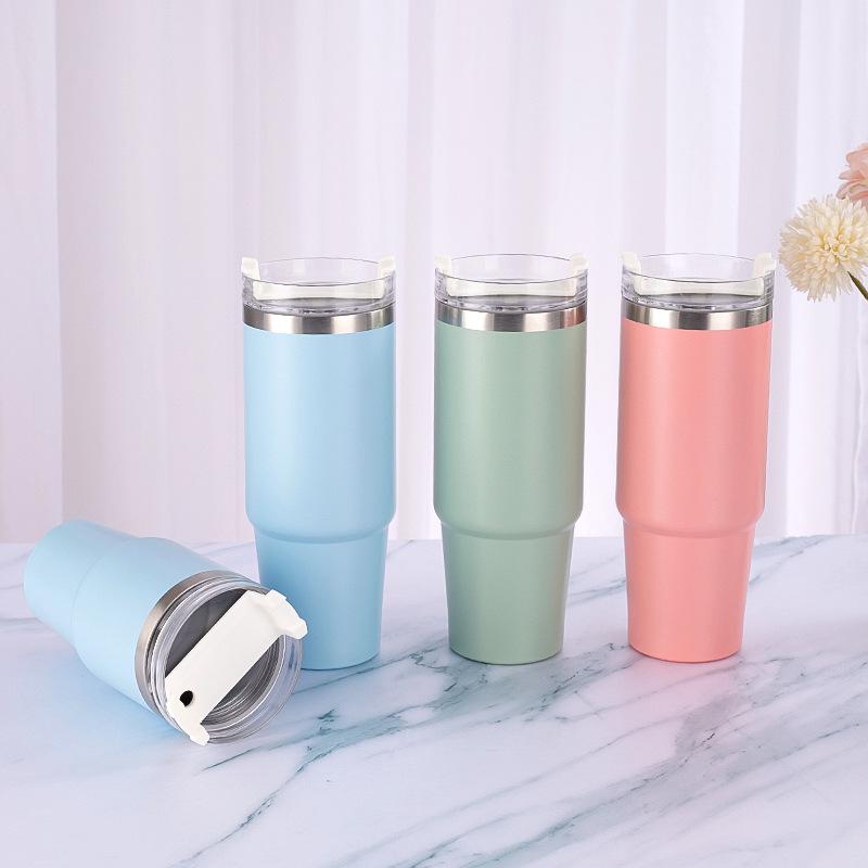 Car Cup, Double-layer Straw Cup, Vacuum Outdoor Car Cup, Thermal Insulation, Cold Insulation, Coffee Cup, Beautiful Appearance