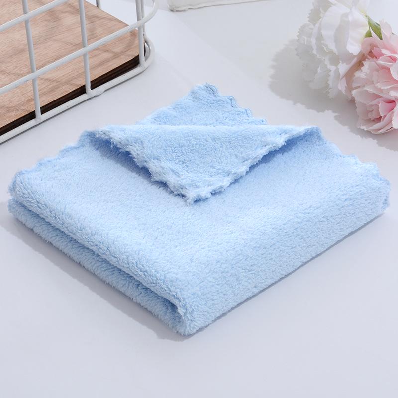 High-Density Coral Fleece Soft Absorbent Towel - 30x30 Square Baby Handkerchief & Dishcloth
