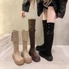 2025 Autumn/Winter Women's Chunky Heel Knee-High Foldable Boots