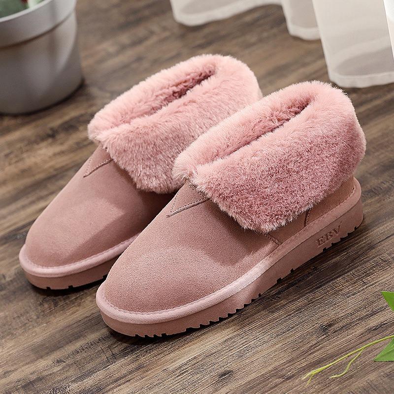 

[] Snow boots women s leather short boots old cotton shoes bread shoes piled thickened non-slip cotton shoes 40
