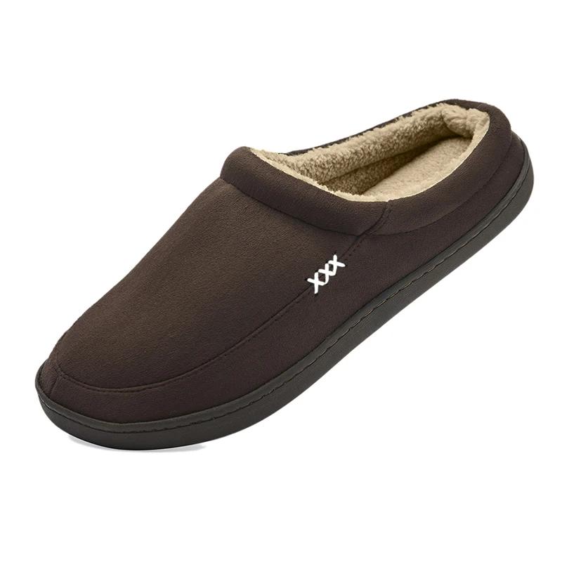 Men Winter Warm Fur Slippers House Non-Slip Soft Shoes Men Comfort Flat Heel Slides Home Indoor Bedroom Zapatillas Casa Mujer