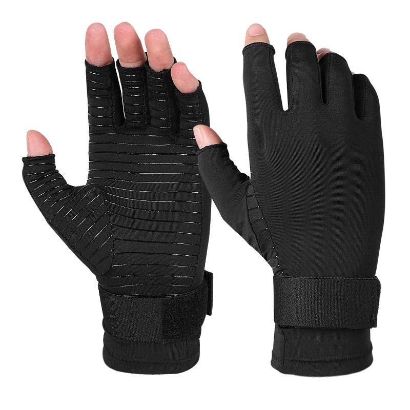 Sports Fitness Non-slip Half Finger Training Copper Fiber Pressure Gloves Copper Ion Wrist Gloves