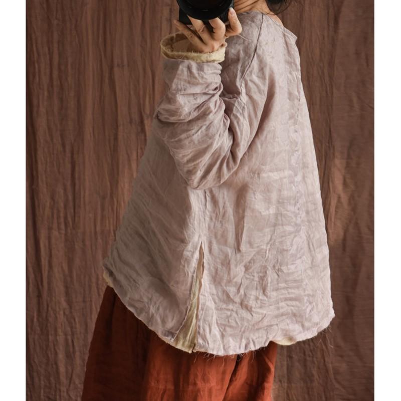 

Женские винтажные футболки Ramie, однотонные весенние футболки с круглым вырезом и длинными рукавами, женские футболки высокого качества