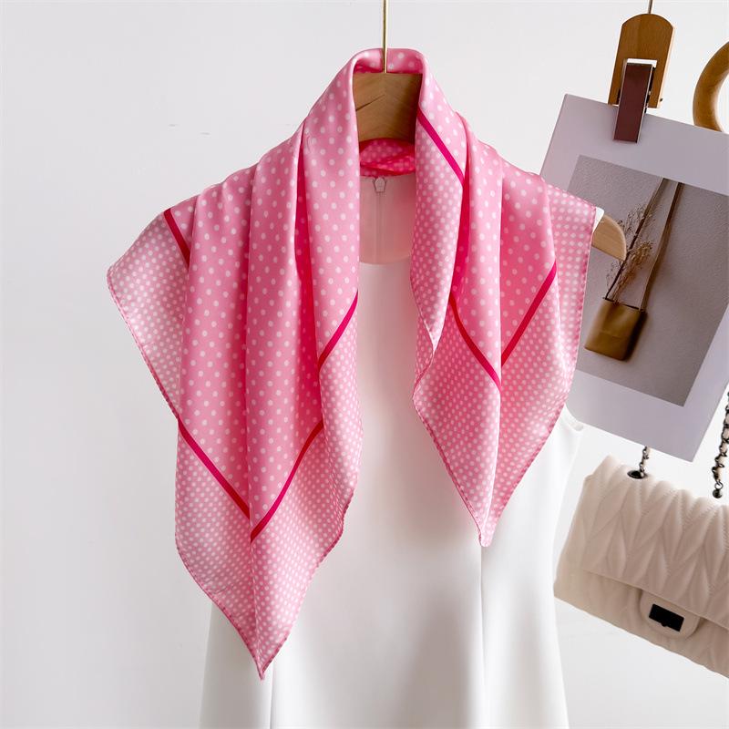 Elegant Spring Floral Silk-Blend Square Scarf - Headscarf & Neck Protection Neckerchief for Women