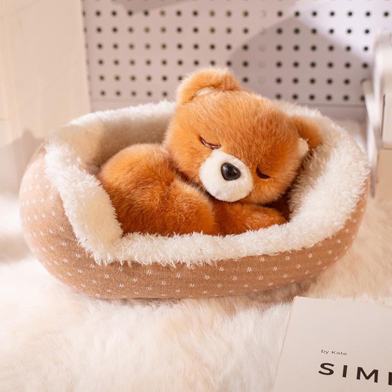 Calico Cat Lamb Nap Nest Plush Toy - Cute and Healing Desk Companion Doll